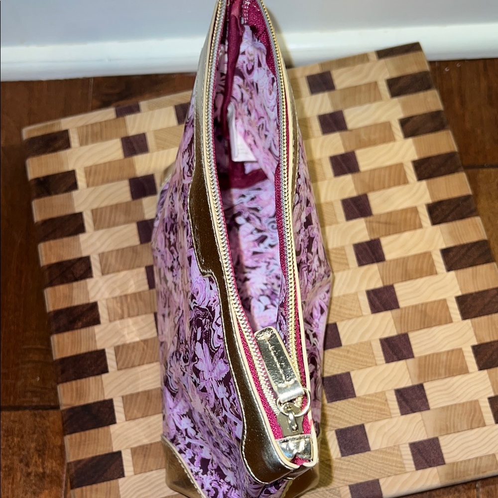 Lilly Pulitzer Purple and Gold Floral Cosmetic Bag - Picture 4 of 4